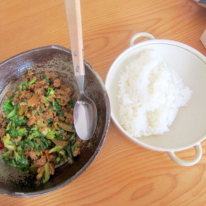 収穫キャベツと豚挽き肉カレー